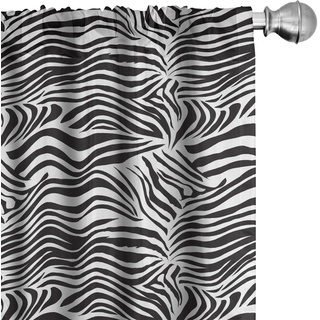 ABAKUHAUS Zebra-Druck Vorhänge, Gardinen, Wilde Zebra-Linien, Fensterbehandlungen für Wohnzimmer Schlafzimmer Dekor, 2 Stück 75 cm b x 225 cm h, Schwarz-Weiss
