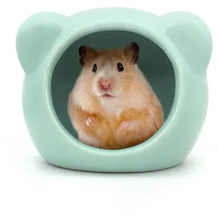 Andiker Hamsterhaus aus Keramik, niedliche Tierform, Hamsterhöhle, Sommer, Cooles Kleintierversteck Lebensraum Dekor für Zwerghamster, Rennmäuse, Chinchilla, Goldener Seidenbär