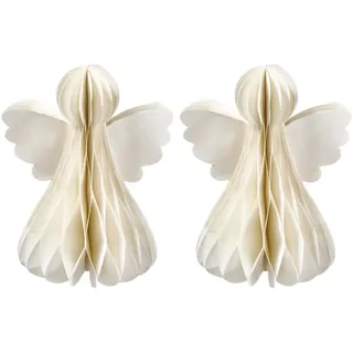 Klocke Dekorationsbedarf Faltbarer Papier Engel - Hängende Weihnachtsdeko - Ideal für Festliche Stimmung & Elegante Dekoration (Creme, 2 Stück - Höhe: 20 cm)