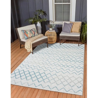 Teppich MY-RUG Outdoor-Teppich "Lumina" 300X200 cm, grau, Wohnando, rechteckig, Höhe: 6 mm, mit verspieltem Muster, Gemütlichkeit für deinen Garten und Balkon grau