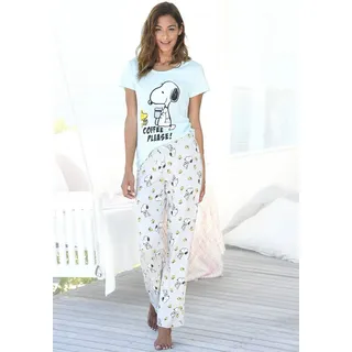 PEANUTS Pyjama (Set, 2 tlg) mit Snoopy und Woodstock Druck blau|grau 36/38