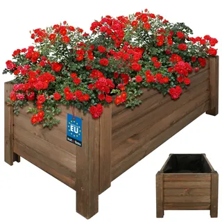 KOTARBAU® Blumenkasten Holz für draußen Pflanzkasten lang 79cm Breite 39cm Braun Pflanzkübel Holz Outdoor Blumenkiste für Terrasse & Balkon Blumenkasten Holzoptik Kräuterkiste