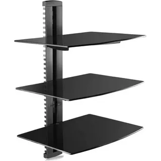 luxuskollektion Floating Regal TV-Rack 0 cm Schwarz Glas/Holz