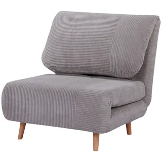 OKWISH Schlafsessel Klappbett Cord Hellgrau 82x89x83 cm mit 3-stufig verstellbarer Rückenlehne, 2-in-1 Schlafsofa für Gäste
