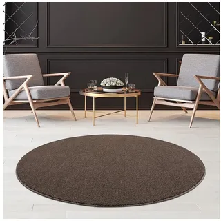 Jimri Teppich Lotus Wohnzimmer Teppich Einfarbig Kurzflor Läufer Uni, Rund, Wohnzimmer Teppich Einfarbig Kurzflor Läufer braun Rund | 80 cm x 80 cm