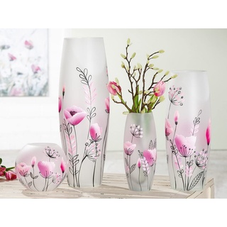 GILDE Ovalvase Flowery Glas rosa 39936