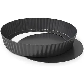 MGE - Extra Hohe Quicheform 30 cm - Tarteform mit Hebeboden aus Karbonstahl - Backform Rund - Tarteform - Quiche Formen mit Hebeboden Antihaftbeschichtung - Obstbodenform - Kuchenform - 30 cm