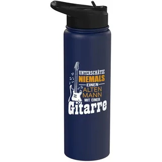 Unterschätze niemals einen alten Mann mit einer Gitarre Stainless Steel Insulated Water Bottle