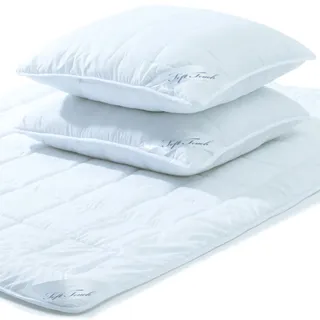 aqua-textil Soft Touch Duo Bettdecke Winterdecke 220 x 240 cm Set inkl 2X Kopfkissen 80 x 80 cm Winter Steppdecke warm Oeko-TEX