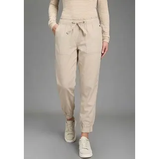 KangaROOS Paperbag-Hose KANGAROOS, Damen, Gr. 38, N-Gr, beige (steingrau), Popeline, Obermaterial: 50% Baumwolle, 46% Polyamid, 4% Elasthan, loose fit knöchelfrei, Hosen Paperbag-Hose, Casual Popeline-Hose, knöchellang, loose-fit