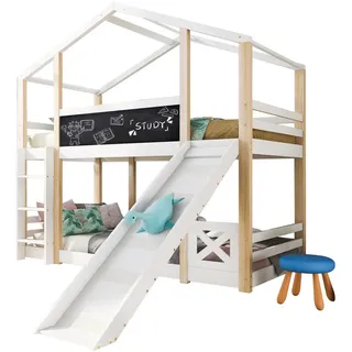 Okwish Hochbett Baumhaus-Hochbett 90 x 200 cm Kiefer massiv weiß