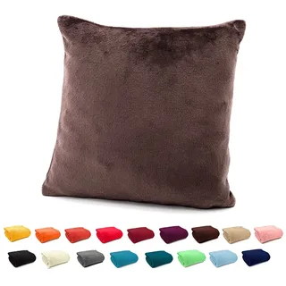 heimtexland Dekokissen Flanell Soft Kuschelkissen Plüsch Kissenbezug, super weich und flauschig, Allergiker geeignet, atmungsaktiv braun 40 cm x 40 cm