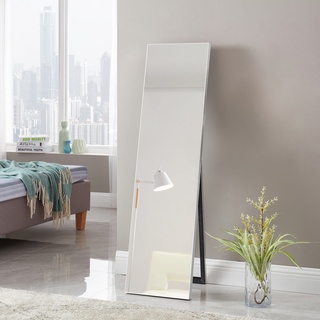 [en.casa] Standspiegel Barletta 150x35 cm neigbar Silber