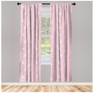 Gardine Vorhang für Wohnzimmer Schlafzimmer Dekor, Abakuhaus, Microfaser, Schmetterling Soft Pink Floral weiß 150 cm x 225 cm