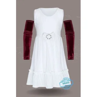 Berlinsel Partykleid Mädchen Abendkleid Festtagskleid Samtkleid 2 in 1 mit Armstulpen weiß für festliche Anlässe wie Geburtstag, Hochzeit, Weihnachtsfest 104