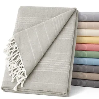 ECOMMERC3 Mehrzweck-Tagesdecke, Größe 180 x 260 cm, für Sofa oder Bett, Mehrzweck-Tagesdecke, Leinen, dekorativ, für Sofa, Bett, Sofaüberwurf, leicht und elegant, Leinfarben