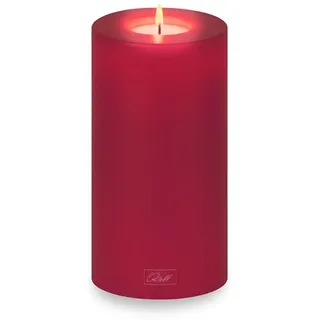 Qult Farluce Trend Magenta Red ∅ 8 + 10 cm • Teelichthalter in Kerzenform • Kerze • Kunststoffkerze in Kerzenoptik • Teelichtkerze mit Teelichteinsatz • inkl. Qult Nightlights Teelicht (Ø 8 H 15 cm)