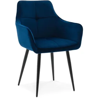 NEW Home Stuhl, Dunkelblau, Metall, 58x88x58 cm, Esszimmer, Stühle, Esszimmerstühle, Vierfußstühle