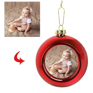 Weihnachtskugel mit Foto, Christbaumkugeln, personalisiert Weihnachtskugeln mit Bild, 6cm Fotoweihnachtskugel für Baumschmuck, Weihnachtsbaum, Weihnachtsdeko, Basteln, Weihnachten Foto Geschenk