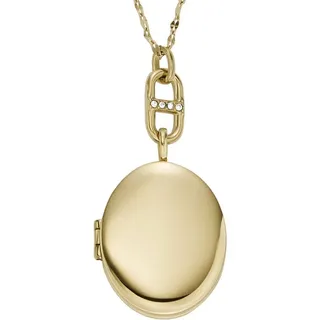 Fossil Collier Fossil Damen-Kette Edelstahl Glasstein goldfarben