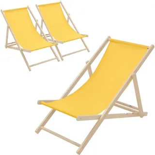 ECD Germany Liegestuhl 3er Set klappbar 57,5 x 83 x 100 cm Gelb