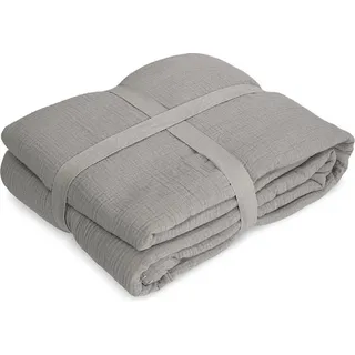 kamelshopping Musselin Decke Kuscheldecke 130 x 180 cm Grau