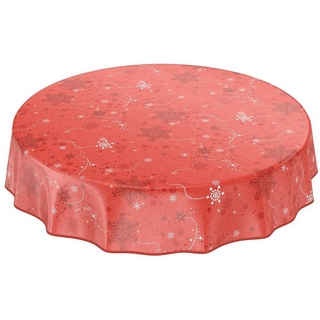ANRO Tischdecke Tischdecke Wachstuch Weihnachten Rot Robust Wasserabweisend Breite, Geprägt rot Rund - Ø 100 cm