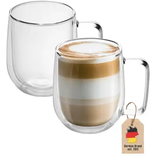 Intirilife 2x Doppelwandiges Thermo Glas Set in ml - Trinken, Gläser Gläser-Sets