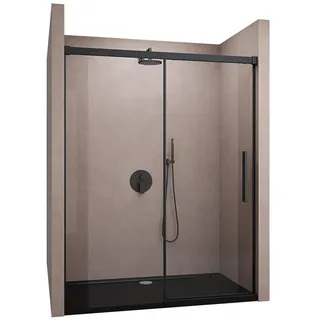 doporro Duschtür mit Schiebetür 120 x 195 cm schwarz/Klarglas Duschabtrennung