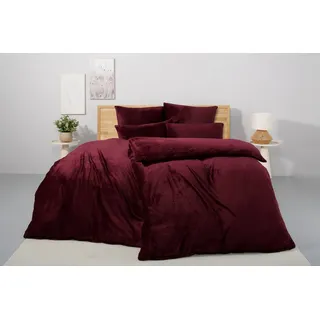 OTTO home Bettwäsche Desner3, besonders weich im Griff, Cashmere-Touch, Fleece, 2 teilig, Bettwäsche mit Reißverschluss rot