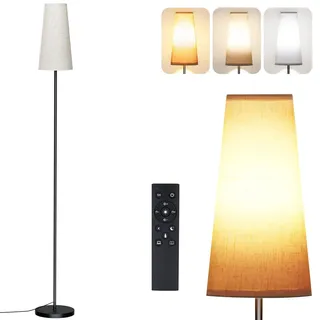 Jixviqi LED stehlampe wohnzimmer mit schirm 9W, LED Leselampe Stehlampe dimmbar mit Fernbedienung&Fußschalter, 170cm Hohe mit Leinen-Lampenschirm & LED-Lampen Nachtlicht Kinder