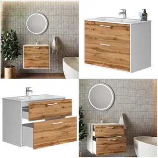 Vicco Lanco 2-tlg. Weiß/Goldkraft Eiche