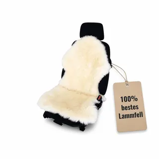 Leibersperger Lammfell Autositzauflage für Ledersitze – warm und atmungsaktiv – Naturform langwollig, 115 x 65 cm (Weiß)