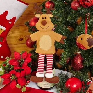Flaschendeko Rentier – Mitbringsel Weihnachten Wein-/Sektflasche dekorieren