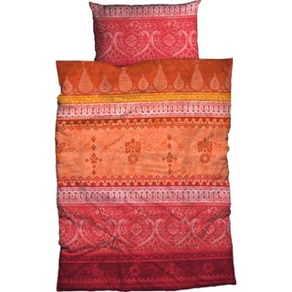 Bettwäsche Indi, CASATEX, Satin, 2 teilig, trendige, gemusterte Bettwäsche orange|rot 1 St. x 135 cm x 200 cm