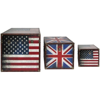 Boxenset 3-teilig Flaggen USA GB Boxen Aufbewahrung Spannverschluss stapelbar BHP B990096