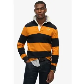 Superdry für Herren. M6010909A Polo Vintage Athletic Stripe Rugby orange (M), Lässig, Baumwolle, Langarm
