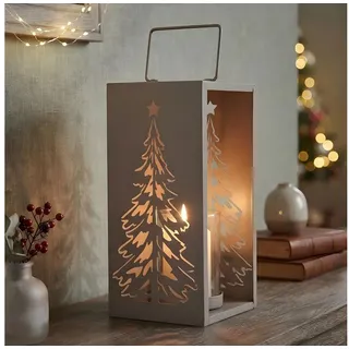 Levandeo® Kerzenlaterne Metall Windlicht Grau H30cm Laterne Kerzenglas Weihnachten Weihnachtsd grau