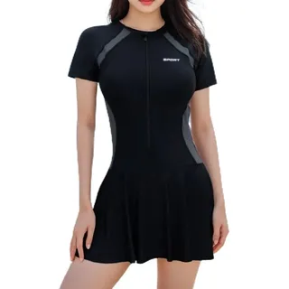 URPIZY Damen Badeanzug Langarm Einteiliger Swimsuit Bauchweg Tummy Control Retro Stil Strandmode Urlaub S-XXXL