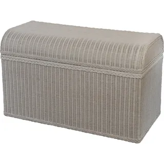 Krines Home Wäschetruhe Grosse Truhe Wäschetruhe aus Rattan mit rundem Deckel, Mit Stoffinlett an der Innenseite der Rattantruhe weiß