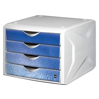 helit Schubladenbox the chameleon  blau DIN A4 mit 4 Schubladen