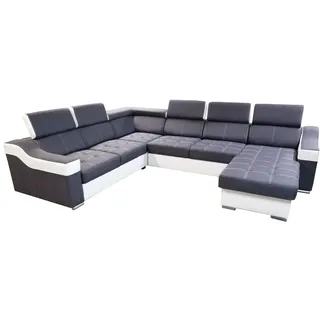 All4All Ecksofa mit Schlaffunktion Geri Pano - XXL Sofa mit Bettkasten - Schlafsofa 318 cm x 250 cm - Wohnlandschaft U-Form - Farbe wählbar - Gewebe mit Kunstleder - Seite rechts - Modern 19
