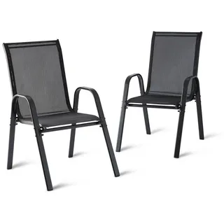 Relaxdays Hochlehner Gartenstuhl 56 x 56 x 90 cm grau 2 St.