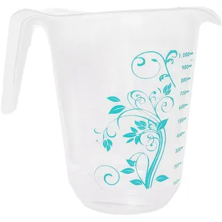Centi Messbecher MESSBECHER 1000ml mit Griff transparent 1L Messbehälter 64 (Türkis), Messkanne Maßbecher Ausgusslippe Kunststoff blau