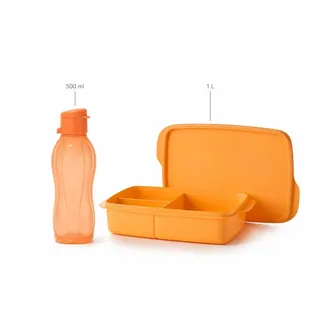 Tupperware To Go Eco 500 ml peach Clipverschluss Trinkflasche Öko Ecoflasche + celev pause  Snackbox 1 L