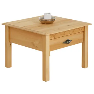 Couchtisch HOME AFFAIRE "Laura" Tische Gr. B/H/T: 60 cm x 42 cm x 60 cm, beige (natur gebeizt, gewachst) Eckige Couchtische Holz-Couchtische Tisch 6060 cm, mit einer Schublade
