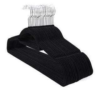 Songmics Kleiderbügel CRF20B, mit Samt, aus Kunststoff, schwarz, 45cm breit, 20 Stück