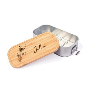 Farbwuselei - Personalisierte Brotdose für Kinder und Erwachsene Pusteblume Robuste Individuelle Edelstahl Brotdose mit Namen - Personalisierte Geschenke Lunchbox (große Brotdose)
