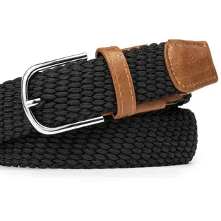 Indicode Stoffgürtel Herren Alvin Gürtel Canvas Belt (1-St., 1) Elastischer Flechtgürtel - Stoffgürtel, dehnbarer Gürtel ohne Löcher schwarz 85