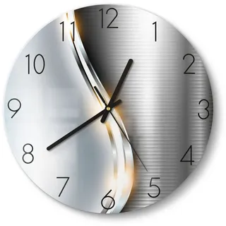 DEQORI Wanduhr 'Elegantes Vektordesign' (Glas Glasuhr modern Wand Uhr Design Küchenuhr) grau|silberfarben 30 cm x 30 cm